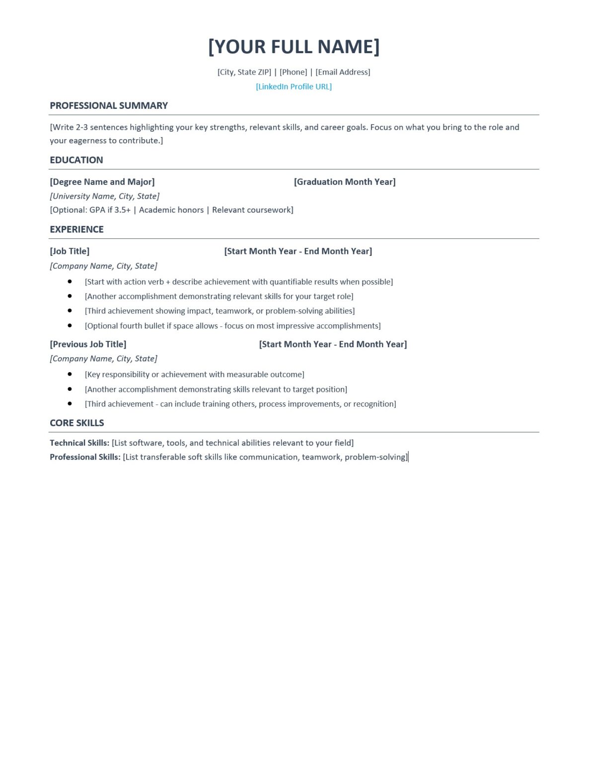 View of Free Beginner Resume Template For 2025: + Examples & Writing Guide ...