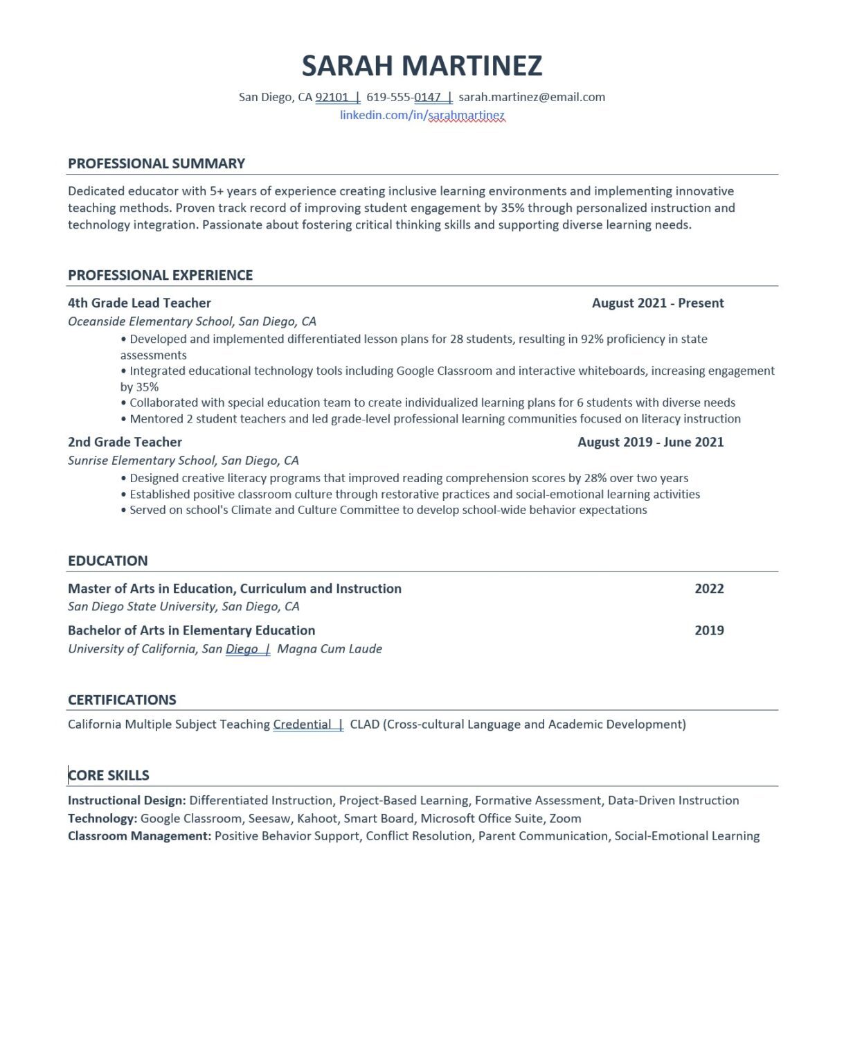 Font Composition Examples Free Education Resume Templates: + Examples & 2025 Writing Guide - The ...