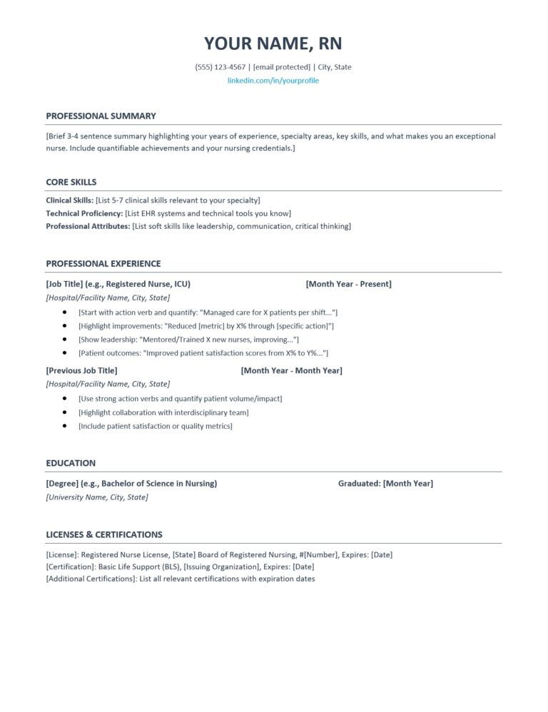 Free Nursing Resume Template 2025: Examples & ATS-Optimized Guide - The ...