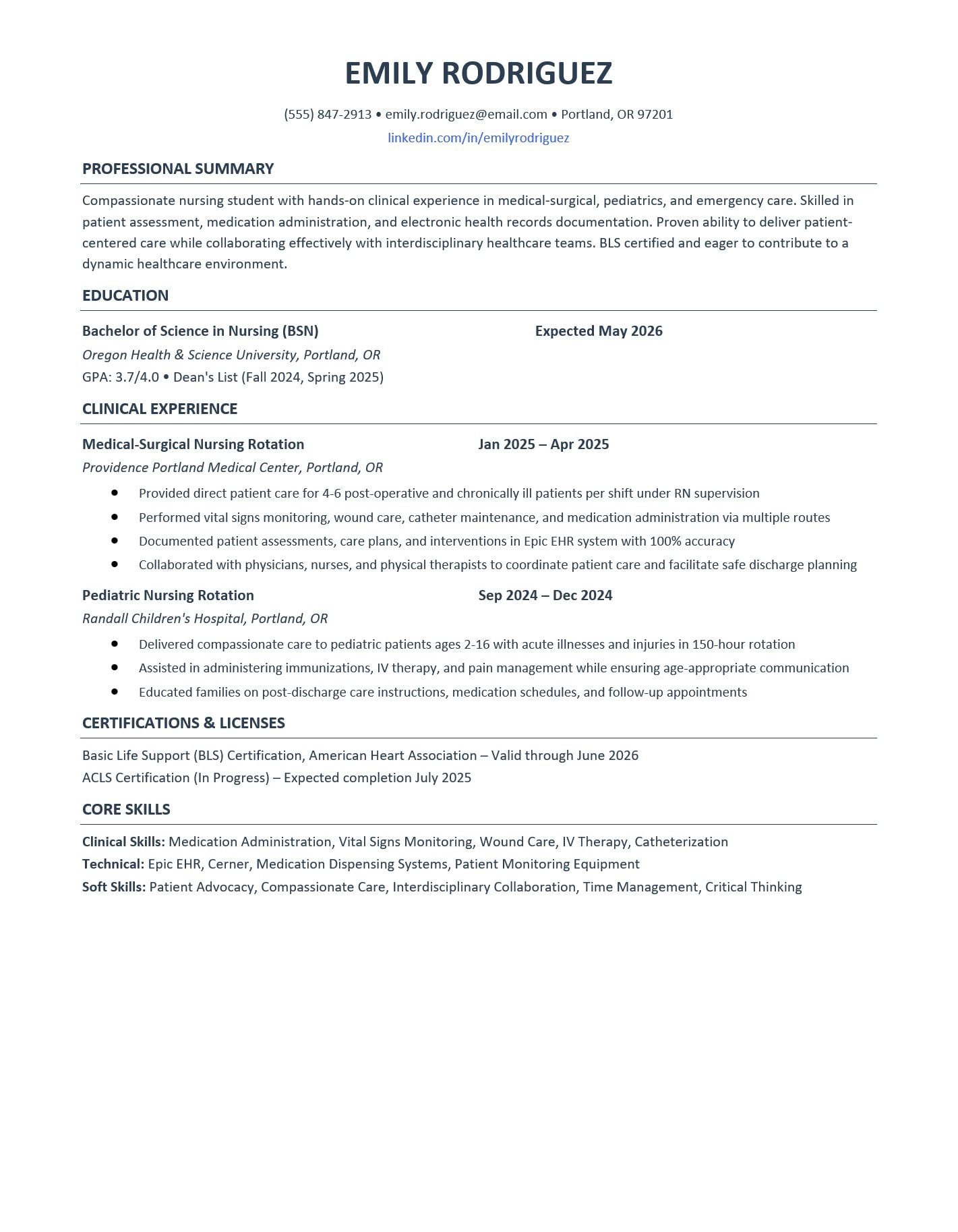 Free Nursing Student Resume Template: ATS-Friendly Examples & Writing ...