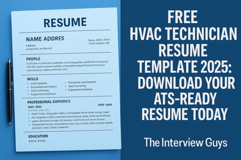 Free HVAC Technician Resume Template 2025: Download Your ATS-Ready Resume Today
