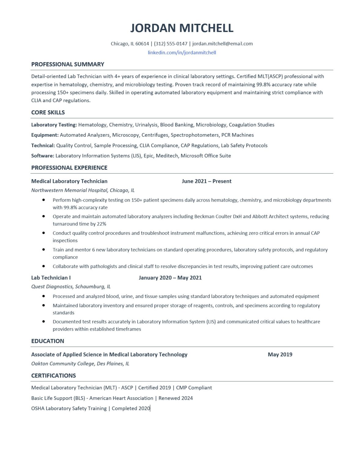 Free Lab Technician Resume Template Ats Examples Writing Guide 2025