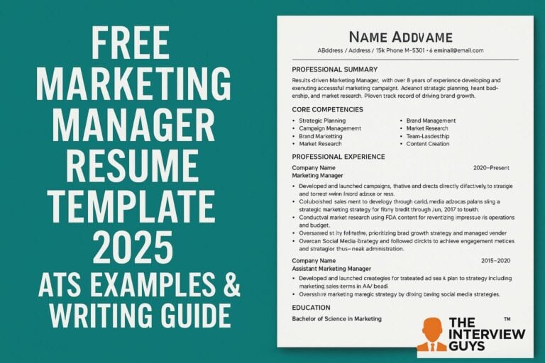 Free Marketing Manager Resume Template 2025: ATS Examples & Writing Guide