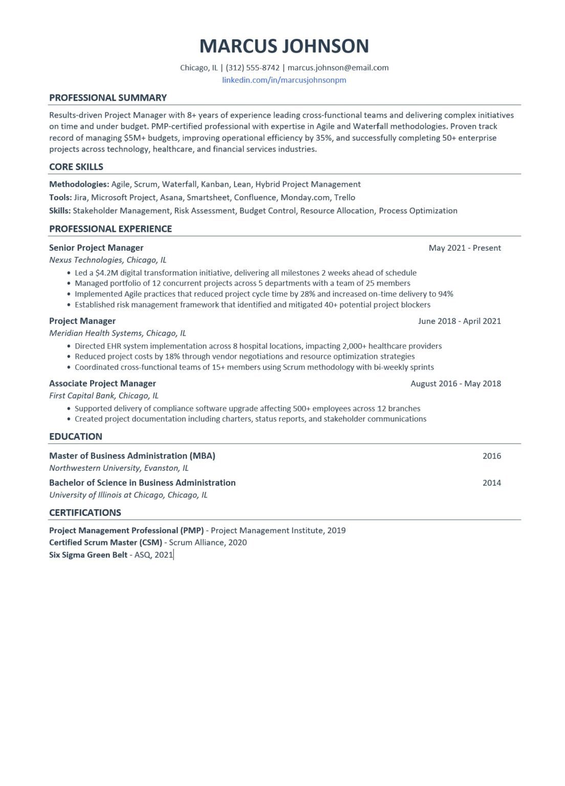 Free Project Manager Resume Template 2026: ATS Ready Examples and ...
