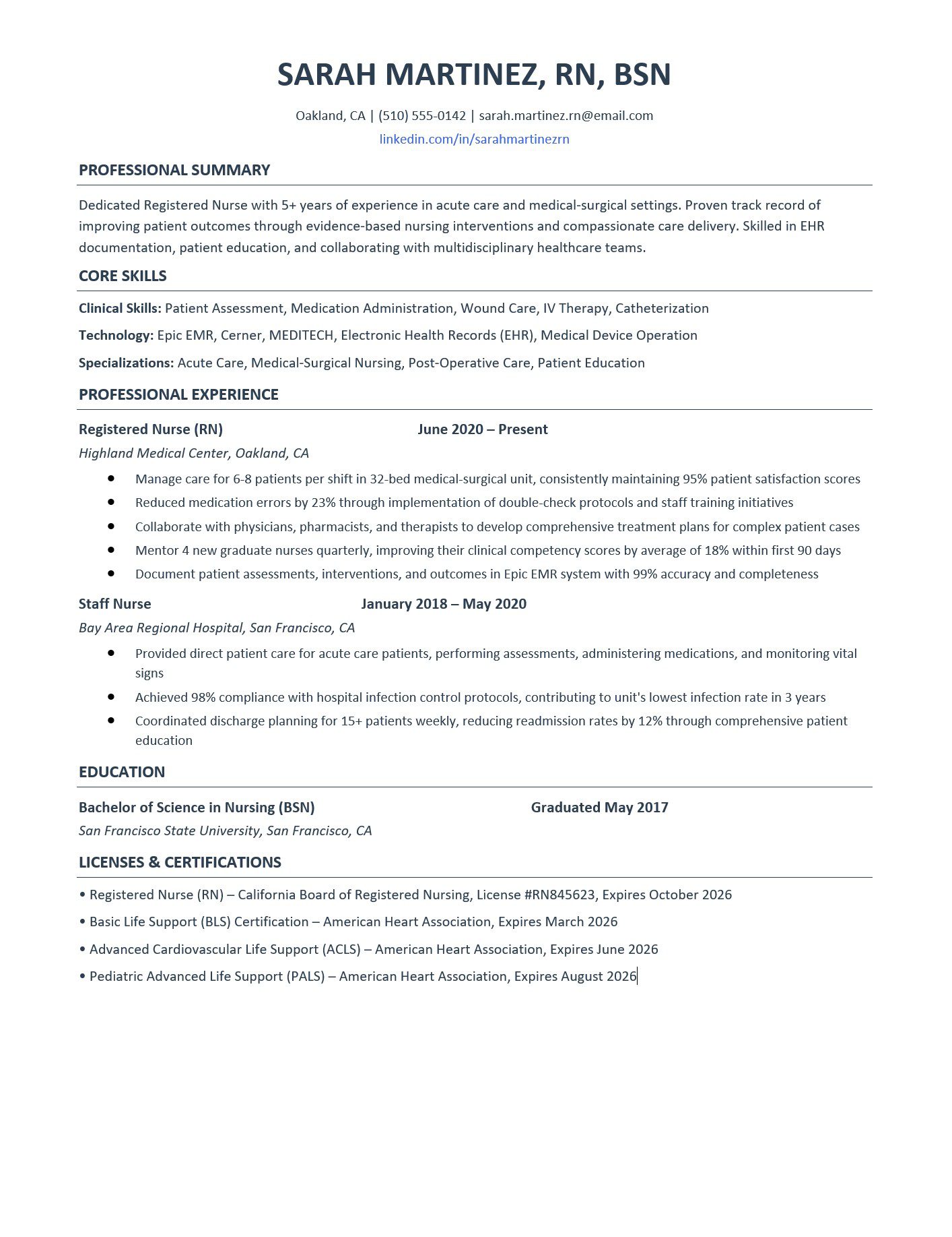 Free Registered Nurse (RN) Resume Template 2025: ATS Examples & Writing ...