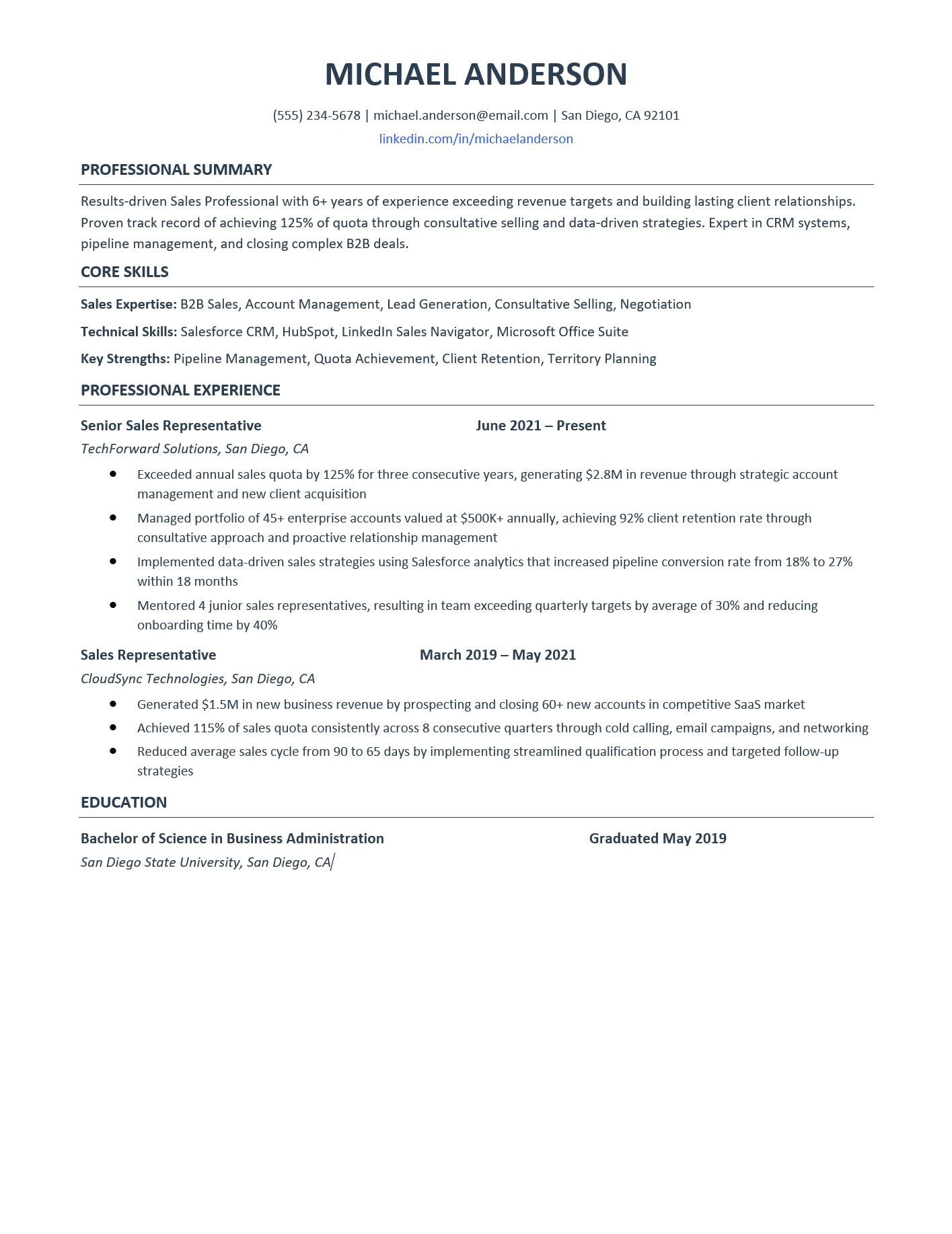 Free Sales Resume Template: Examples & ATS Writing Guide [2025] - The ...
