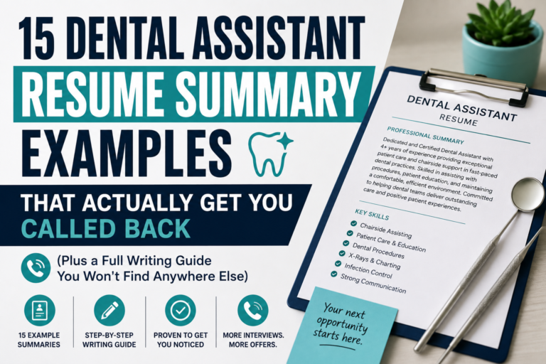 15 Dental Assistant Resume Summary Examples That Actually Get You Called Back (Plus a Full Writing Guide You Won’t Find Anywhere Else)