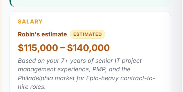 Robin's salary estimate