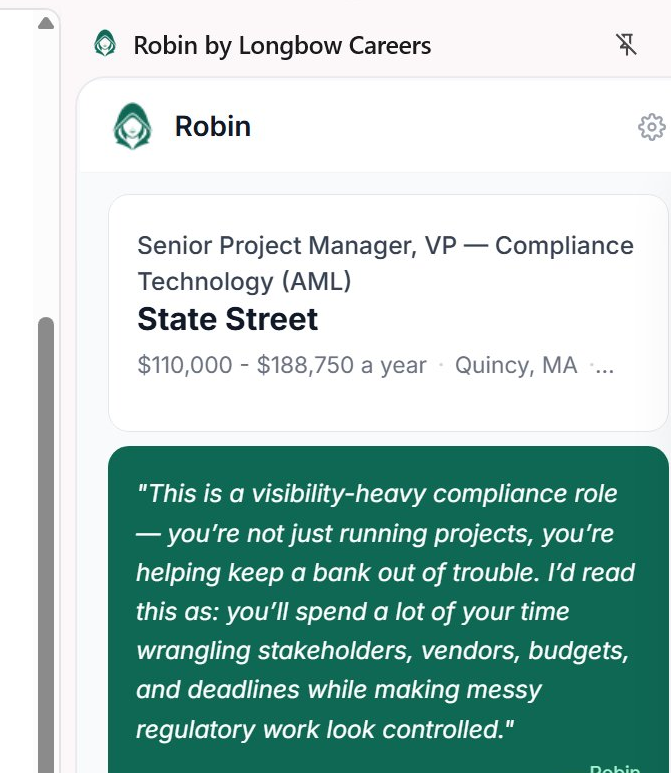 Robin decoding a job posting